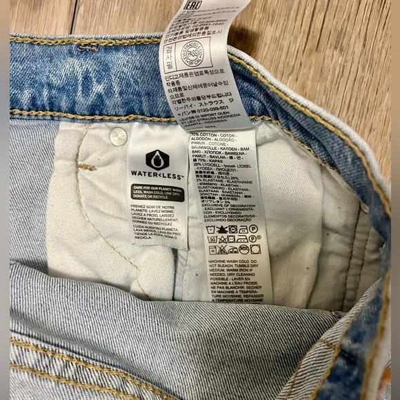 Levi's 412 Jean Shorts Jorts Men 36 W 8” Raw Hem Slim Stretch Denim 90s Y2K Blue - Picture 11 of 13